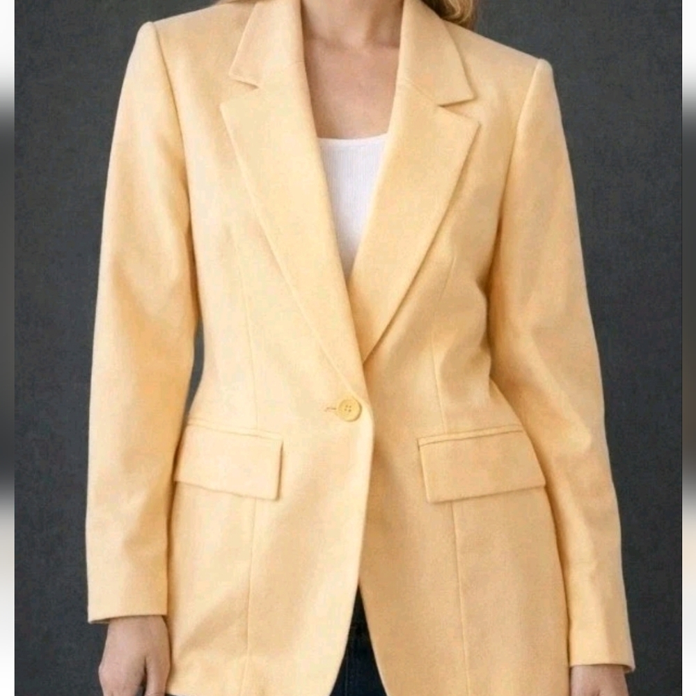 Pendleton Pale Yellow Single-Button Blazer Size 4 - image 1
